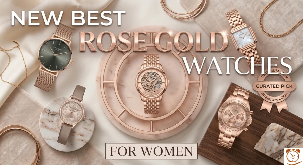 Premium Fossil rose gold watch for women with modern elegant dial