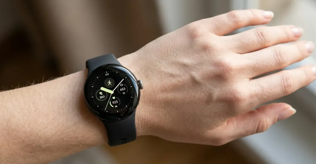 Google Pixel Watch 1 displaying fitness and activity metrics