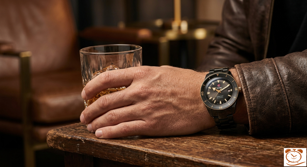 the Rado HyperChrome Chronograph with a blue sunburst dial and tachymeter bezel, representing sporty Rado Watches for Men.
