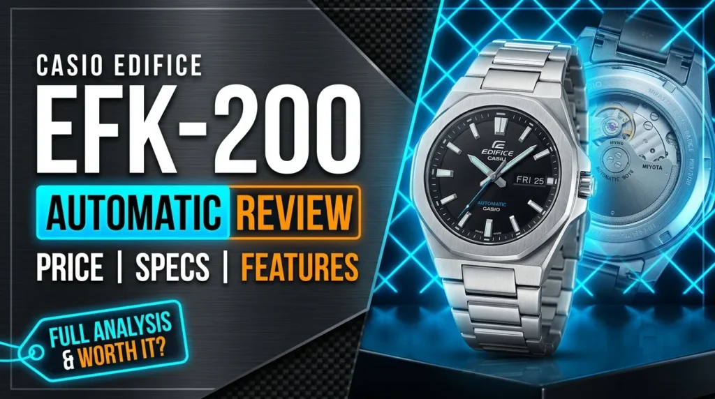 Casio EFK-200 watch showing premium case design