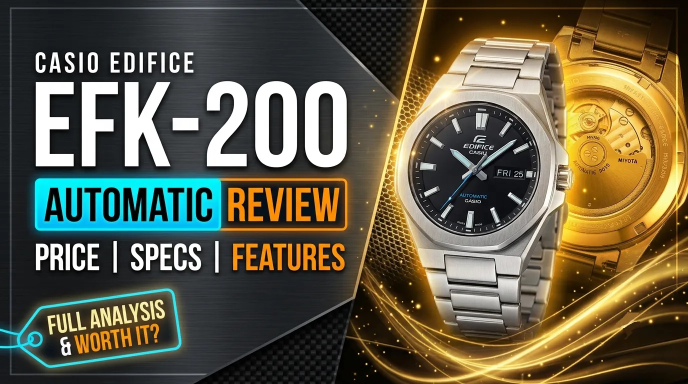 Casio EFK-200 stainless steel watch on wrist