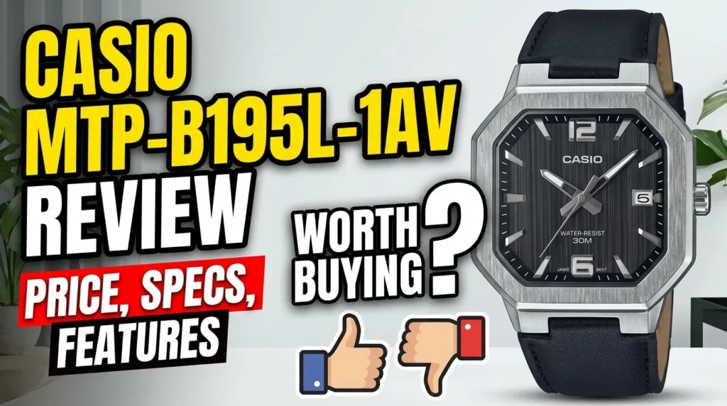Casio MTP-B195L-1AV quartz watch with leather strap