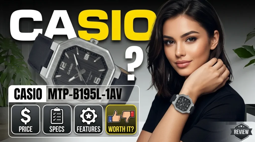 Casio MTP-B195L-1AV on wrist for everyday wear