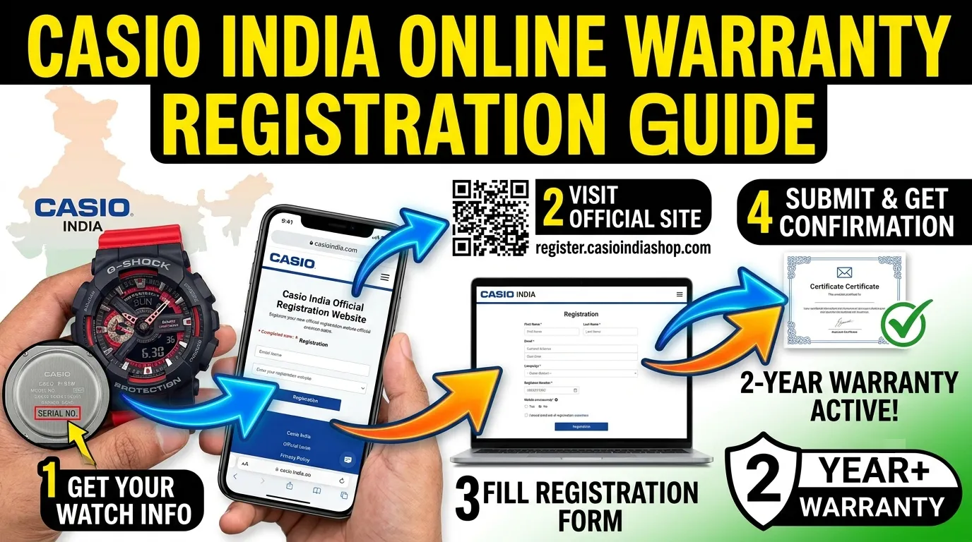 Casio watch warranty registration process in India