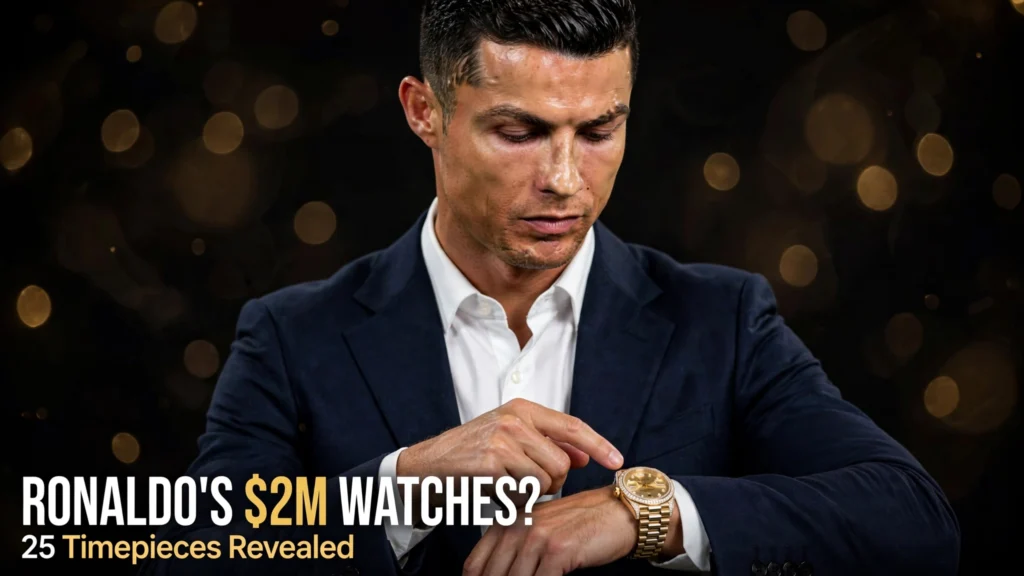 Cristiano Ronaldo with a premium Rolex watch on his wrist