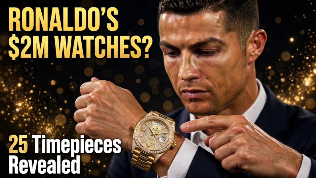 Cristiano Ronaldo wearing a diamond luxury watch