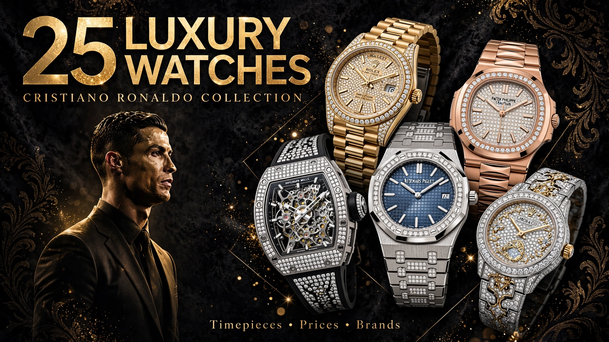 Cristiano Ronaldo watch collection featuring Rolex and Jacob & Co. timepieces