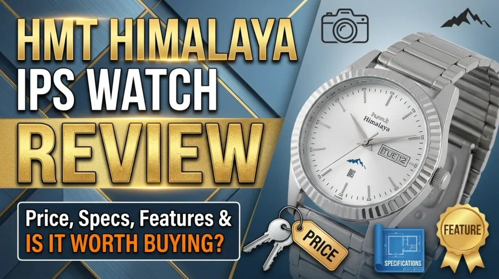 HMT Himalaya Quartz IPS Watch dial close-up