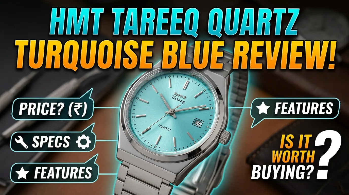 HMT Tareeq turquoise blue dial watch