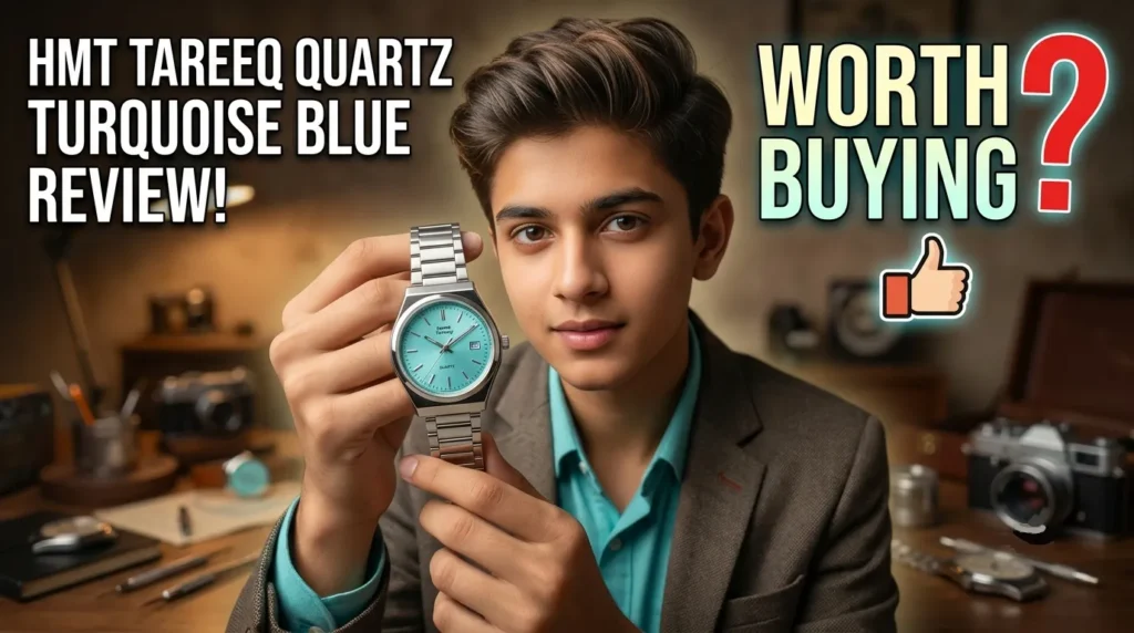 HMT Tareeq Quartz Turquoise Blue analog watch