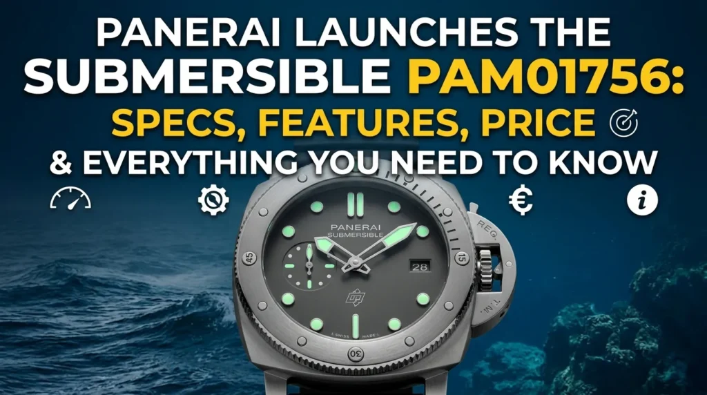 Panerai Submersible PAM01756 fitted with a durable black rubber strap