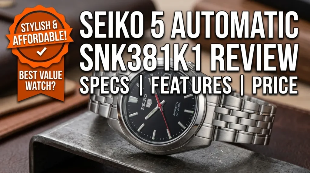 Stainless steel bracelet of the Seiko SNK381K1 men's automatic watch