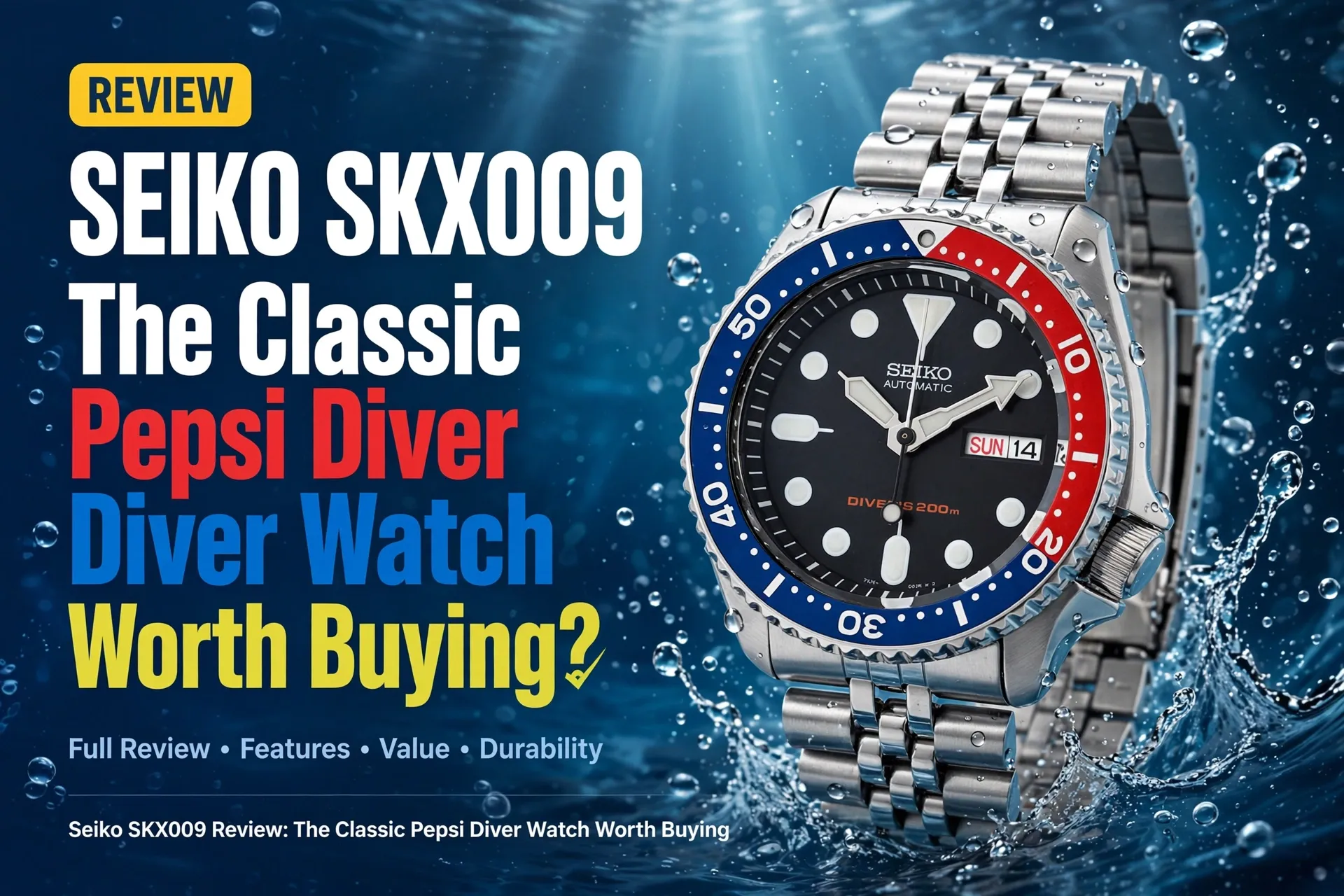 Seiko SKX009 Pepsi diver watch front view