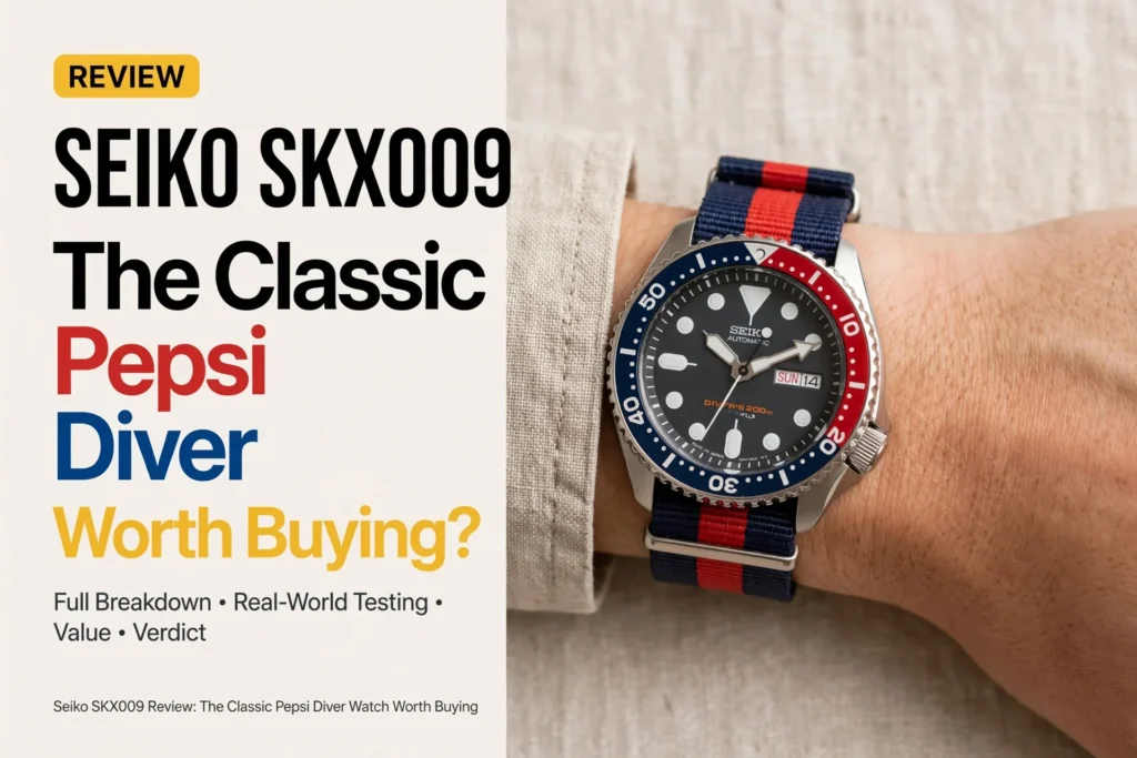 eiko SKX009 automatic diver watch on wrist
