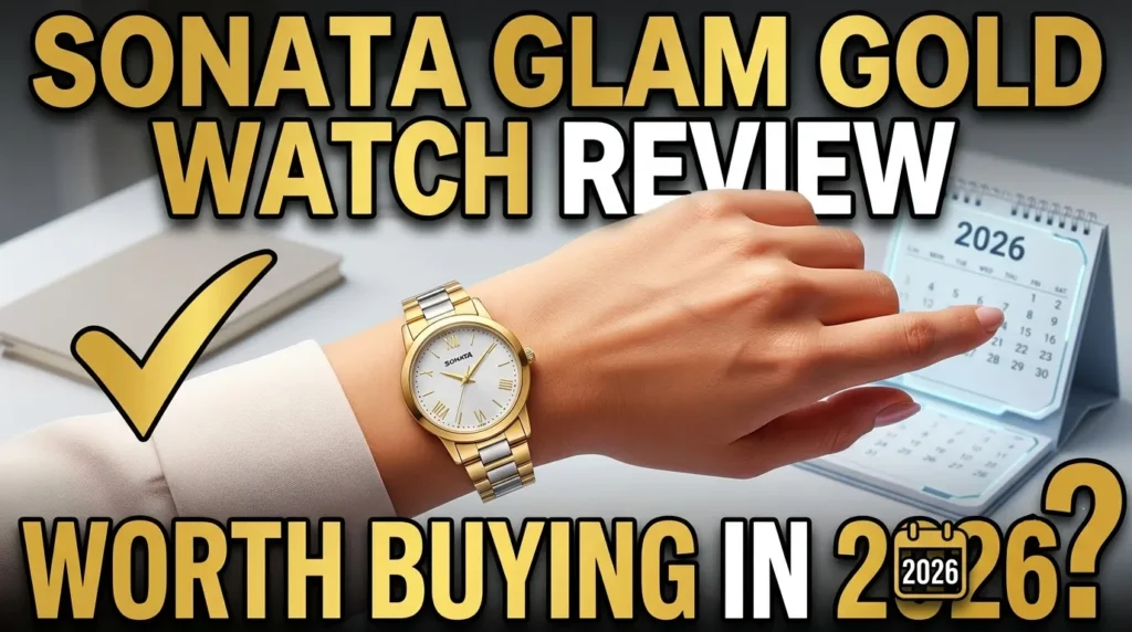 Premium look of Sonata Glam Gold Watch for Women