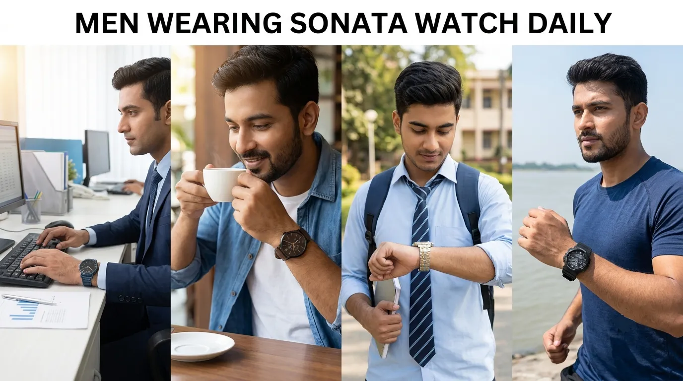 Sonata watch with stainless steel strap for daily use