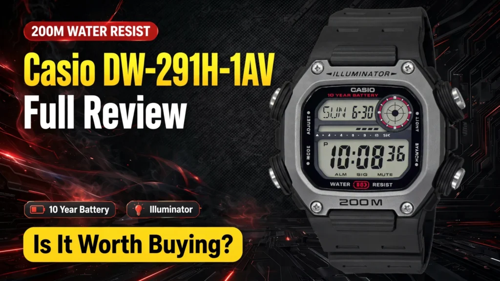 Front view of the Casio DW-291H-1AV