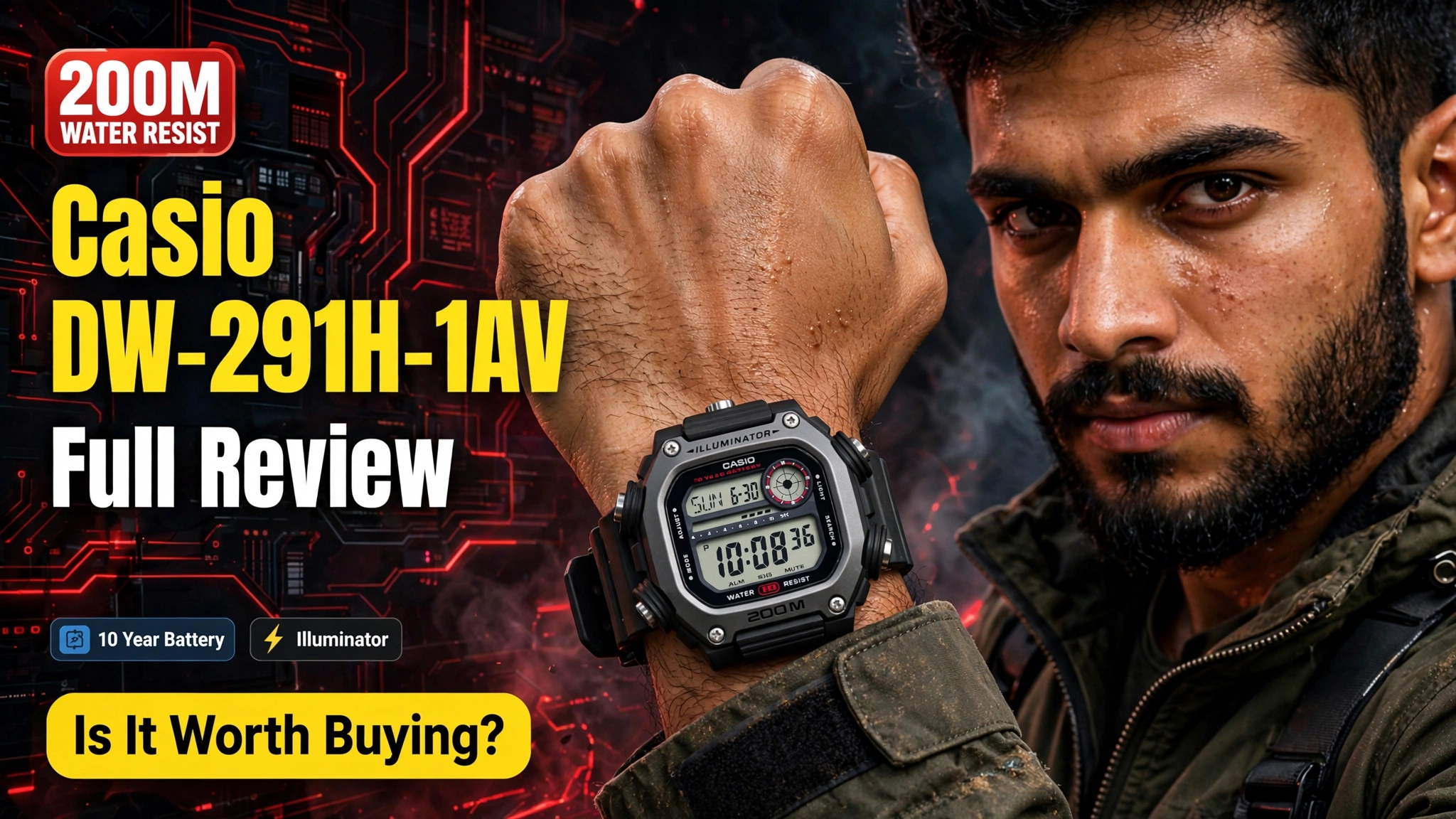 Casio DW-291H-1AV review image showing rugged design