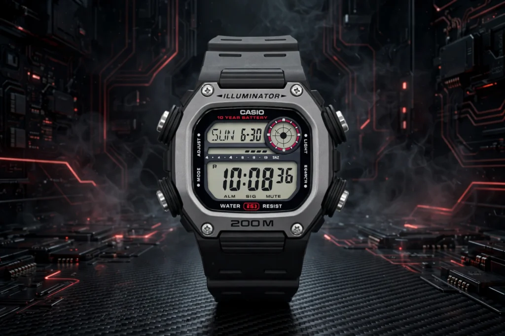 Casio DW-291H-1AV on wrist during outdoor adventure