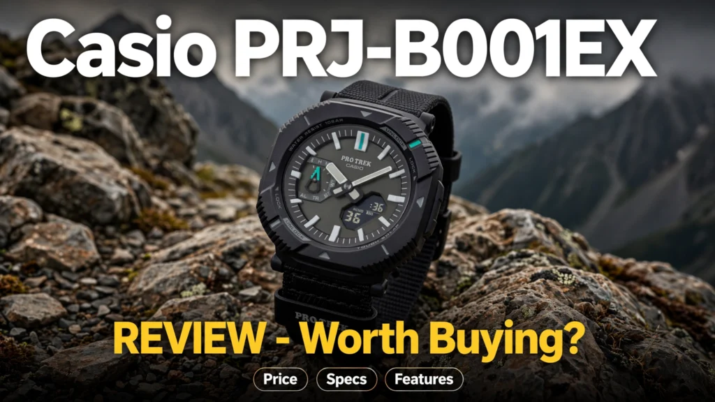 Casio PRJ-B001EX product image highlighting rotating bezel