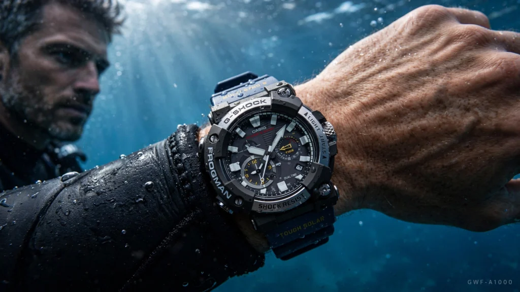 G-Shock Frogman GWF-A1000 lifestyle shot on beach