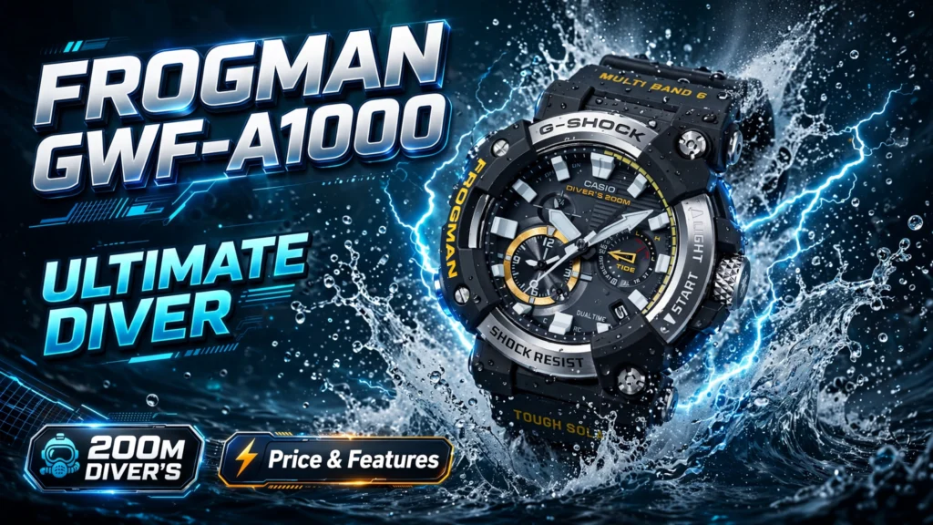 G-Shock Frogman GWF-A1000 on diver wrist underwater