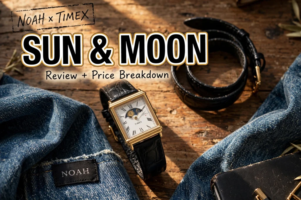Noah x Timex watch featuring sun and moon display