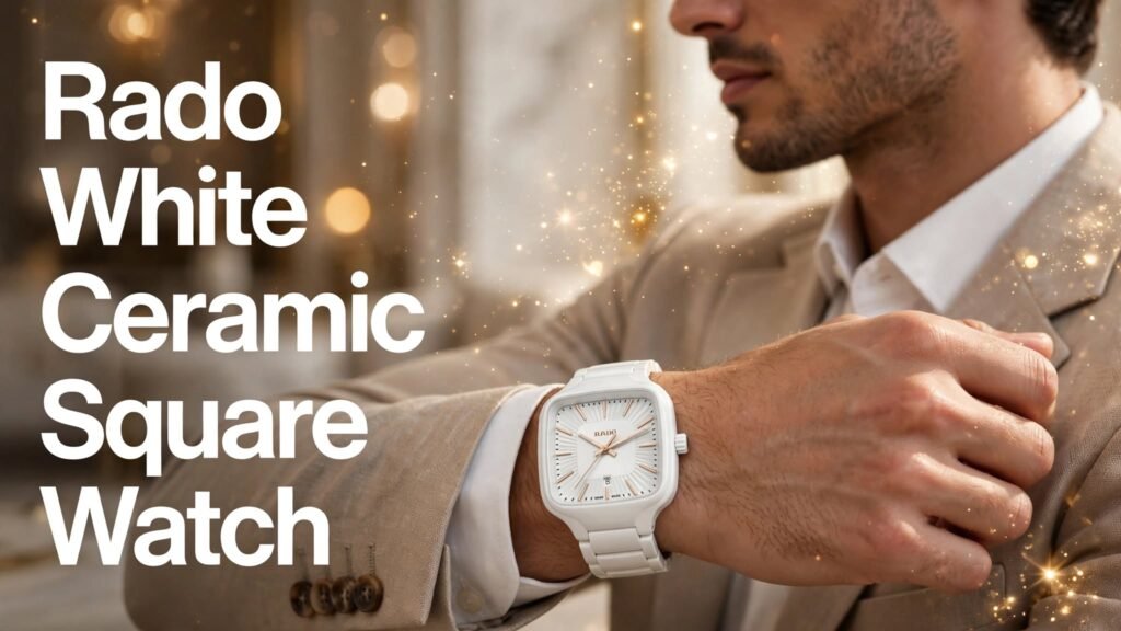 Rado white ceramic luxury watch with square case
