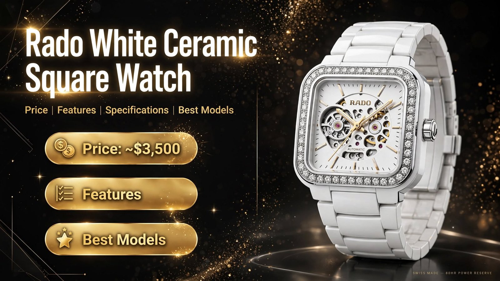 Rado white ceramic watch front view
