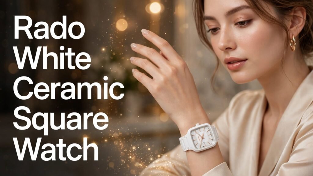 Rado white ceramic square watch